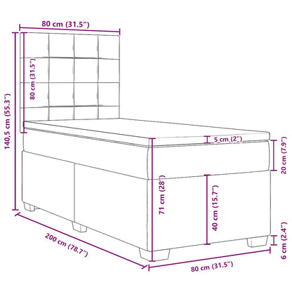 Boxspringbett mit Matratze Schwarz 80x200 cm Samt
