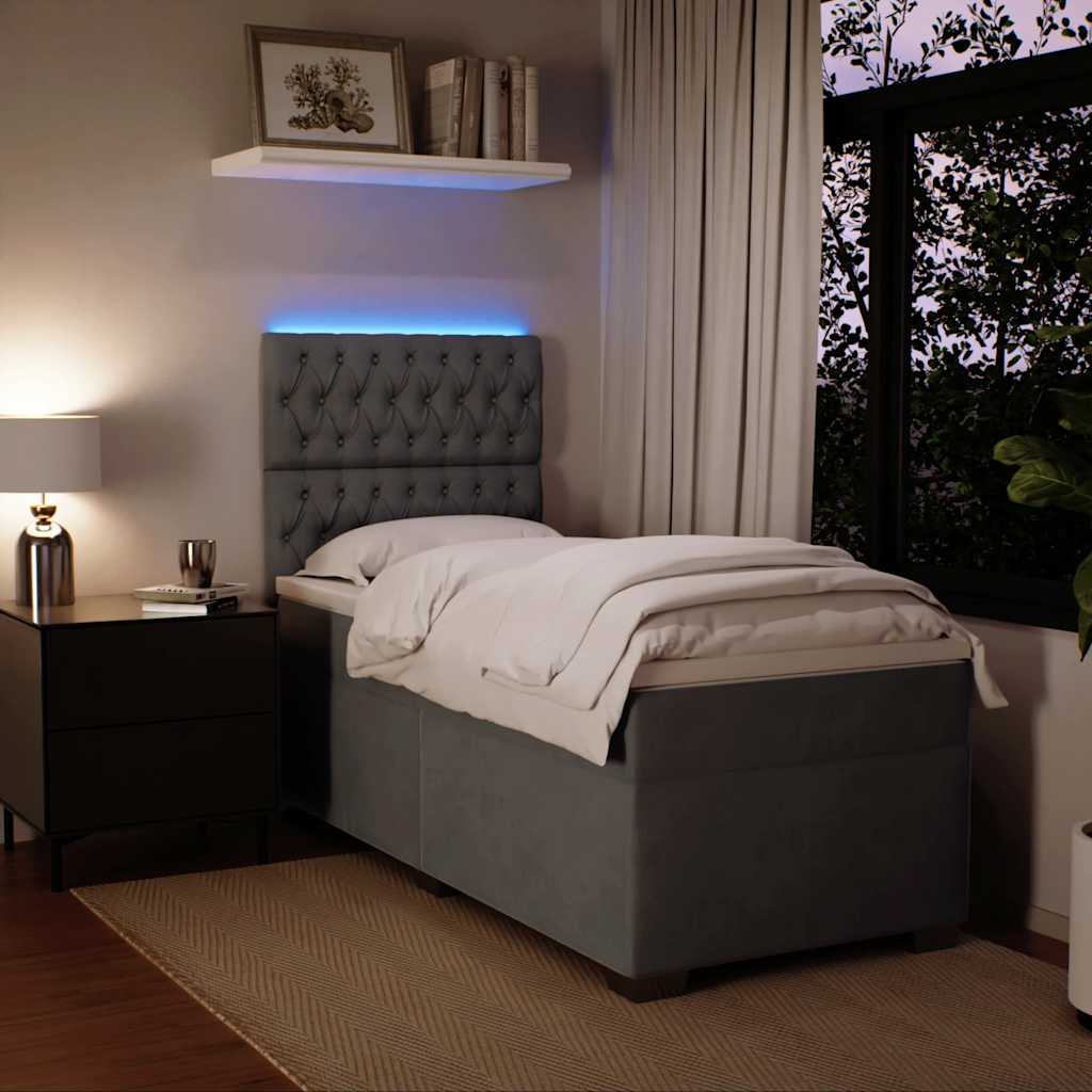 Boxspringbett mit Matratze Dunkelgrau 80x200 cm Samt