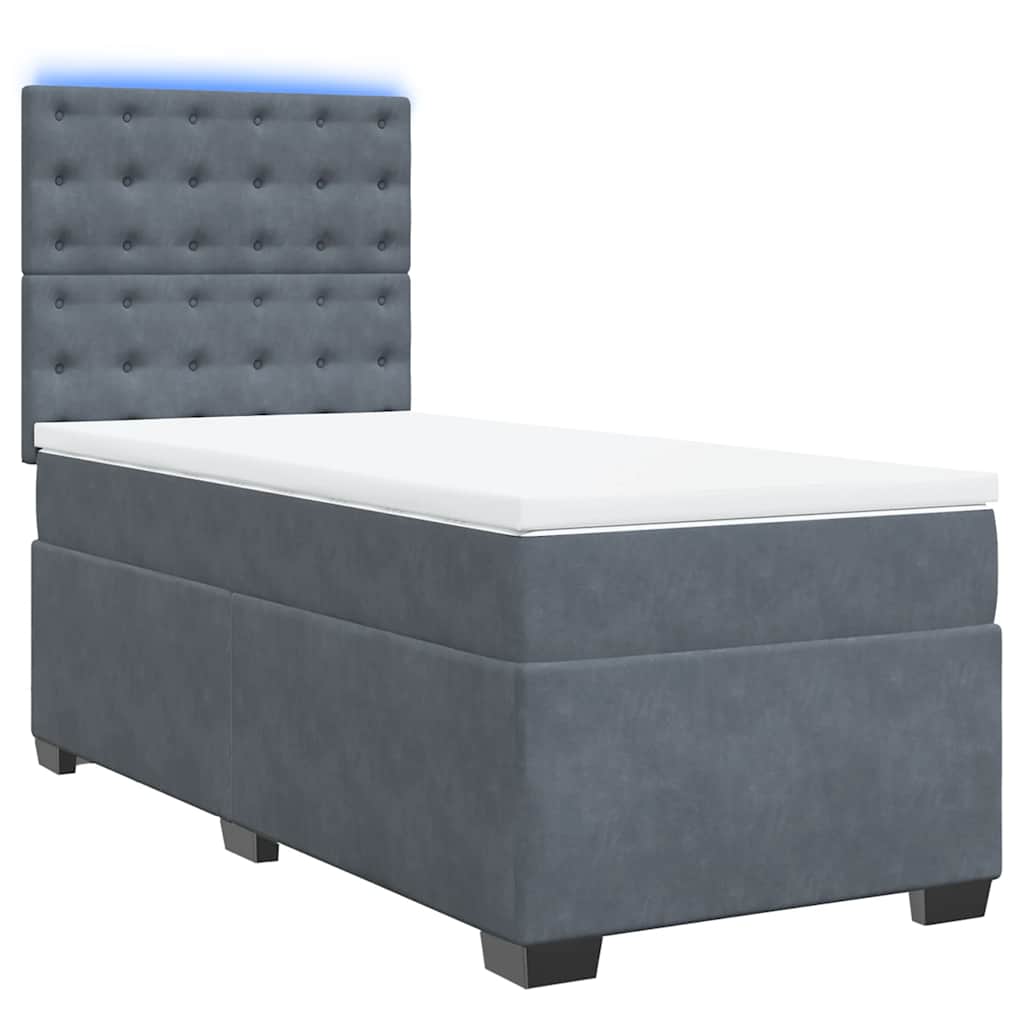Boxspringbett mit Matratze Dunkelgrau 80x200 cm Samt