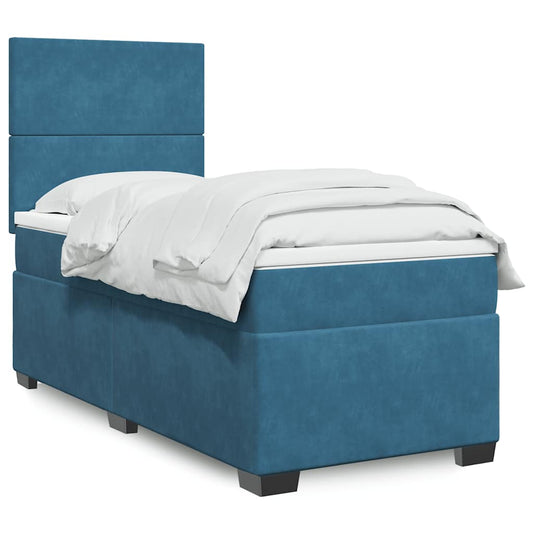 Boxspringbett mit Matratze Blau 90x190 cm Samt