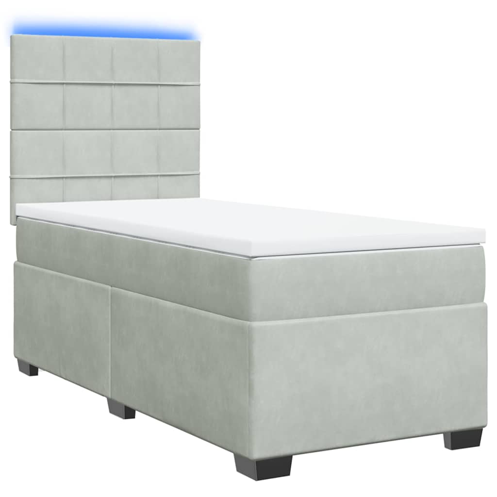 Boxspringbett mit Matratze Hellgrau 90x190 cm Samt