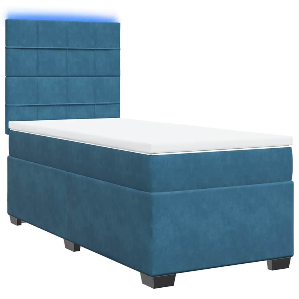 Boxspringbett mit Matratze Blau 90x190 cm Samt