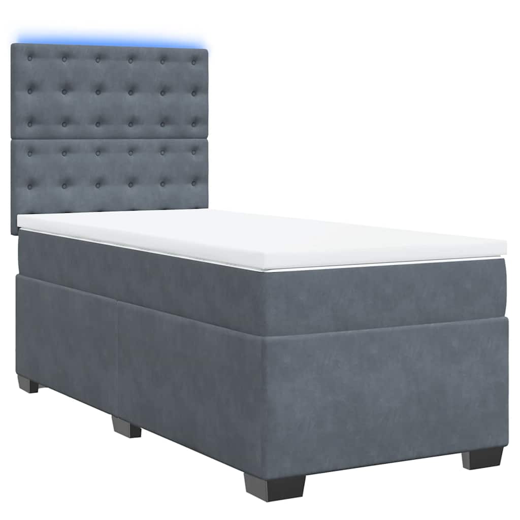 Boxspringbett mit Matratze Dunkelgrau 90x190 cm Samt