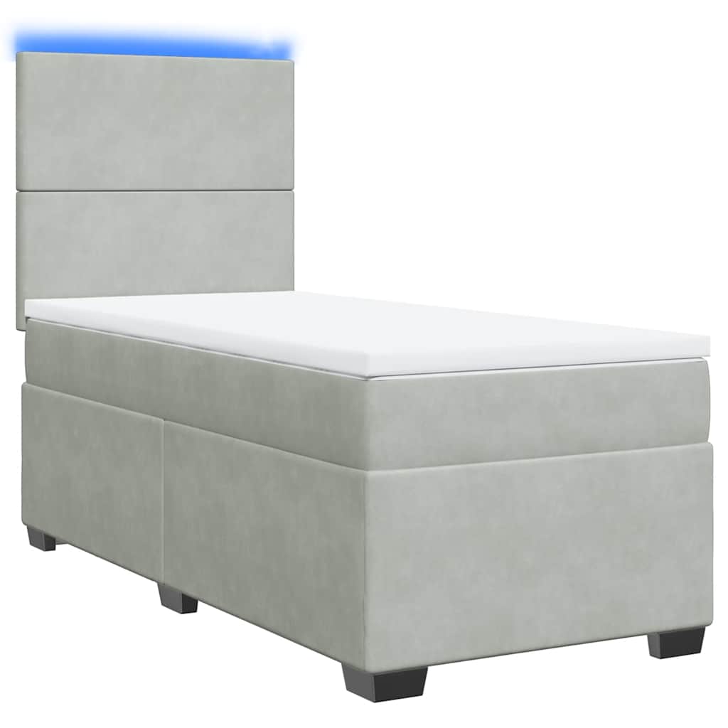 Boxspringbett mit Matratze Hellgrau 90x200 cm Samt