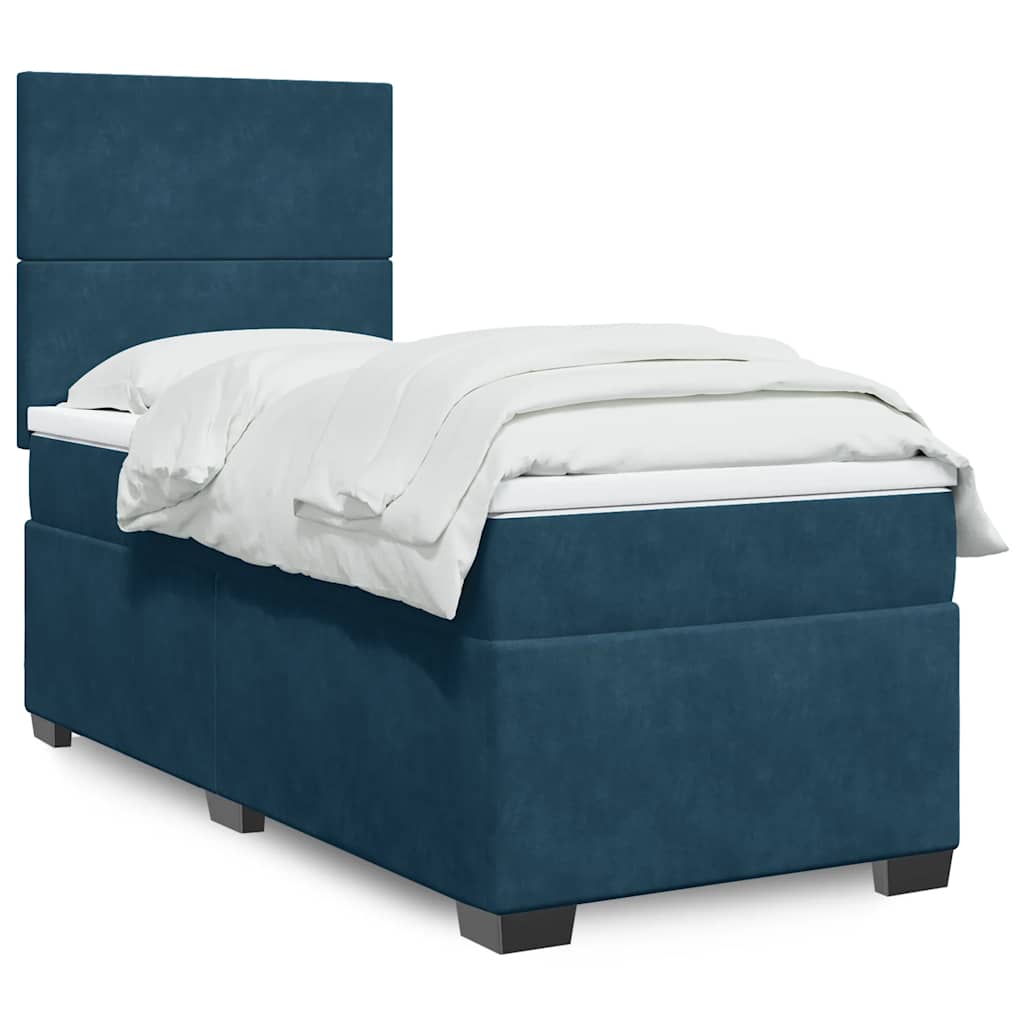 Boxspringbett mit Matratze Blau 90x200 cm Samt