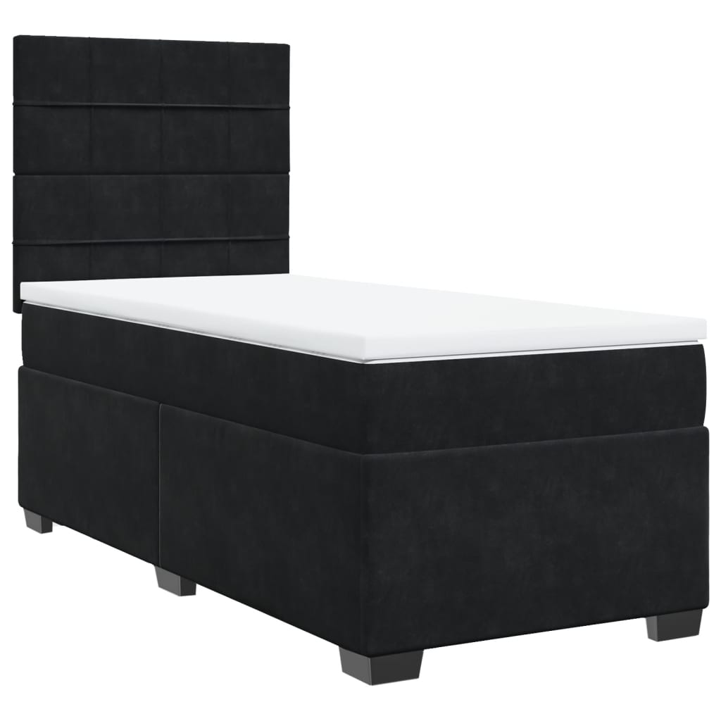 Boxspringbett mit Matratze Schwarz 90x200 cm Samt