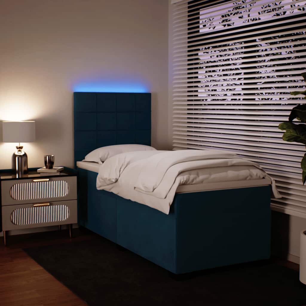 Boxspringbett mit Matratze Blau 90x200 cm Samt