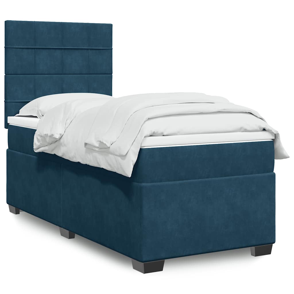 Boxspringbett mit Matratze Blau 90x200 cm Samt