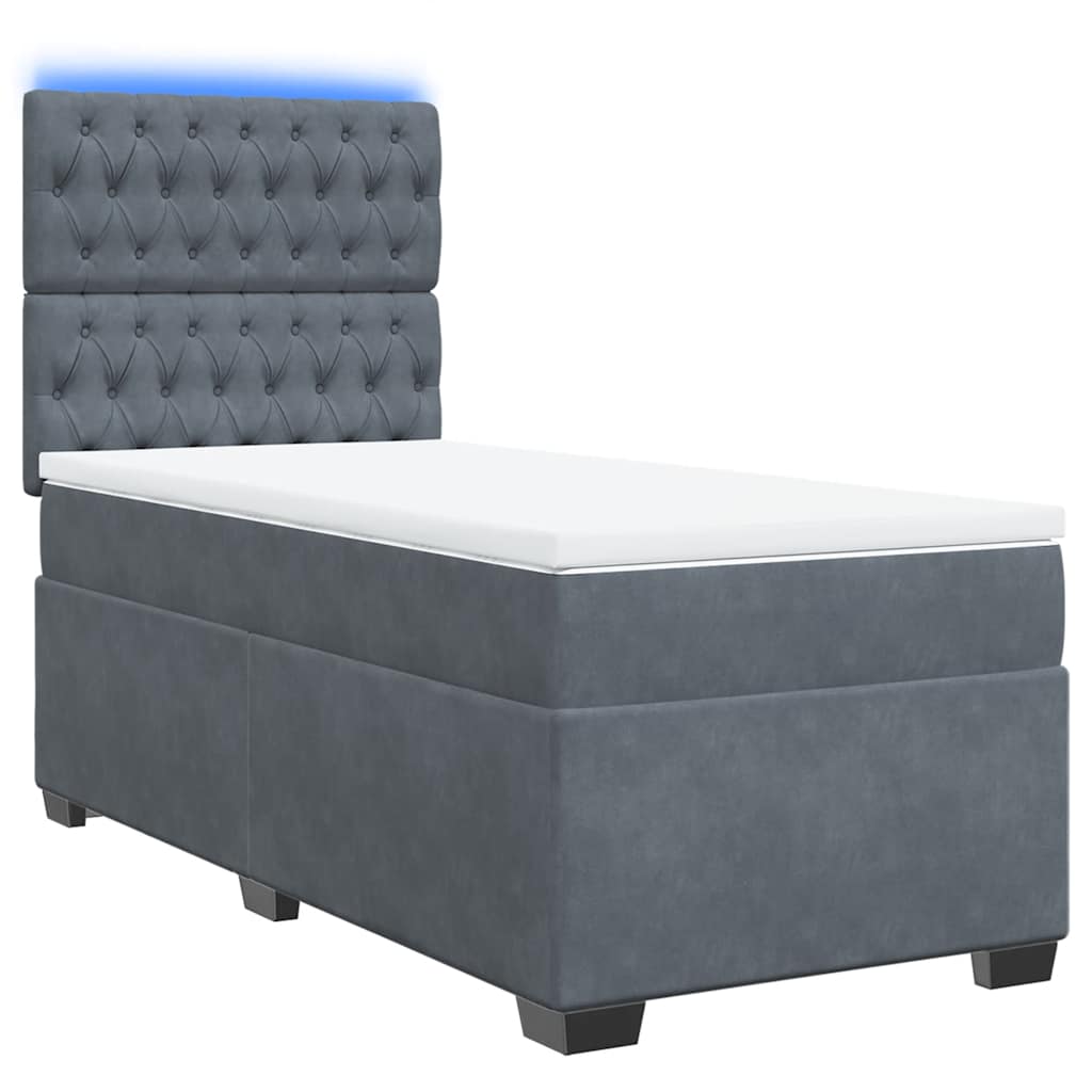 Boxspringbett mit Matratze Dunkelgrau 90x200 cm Samt