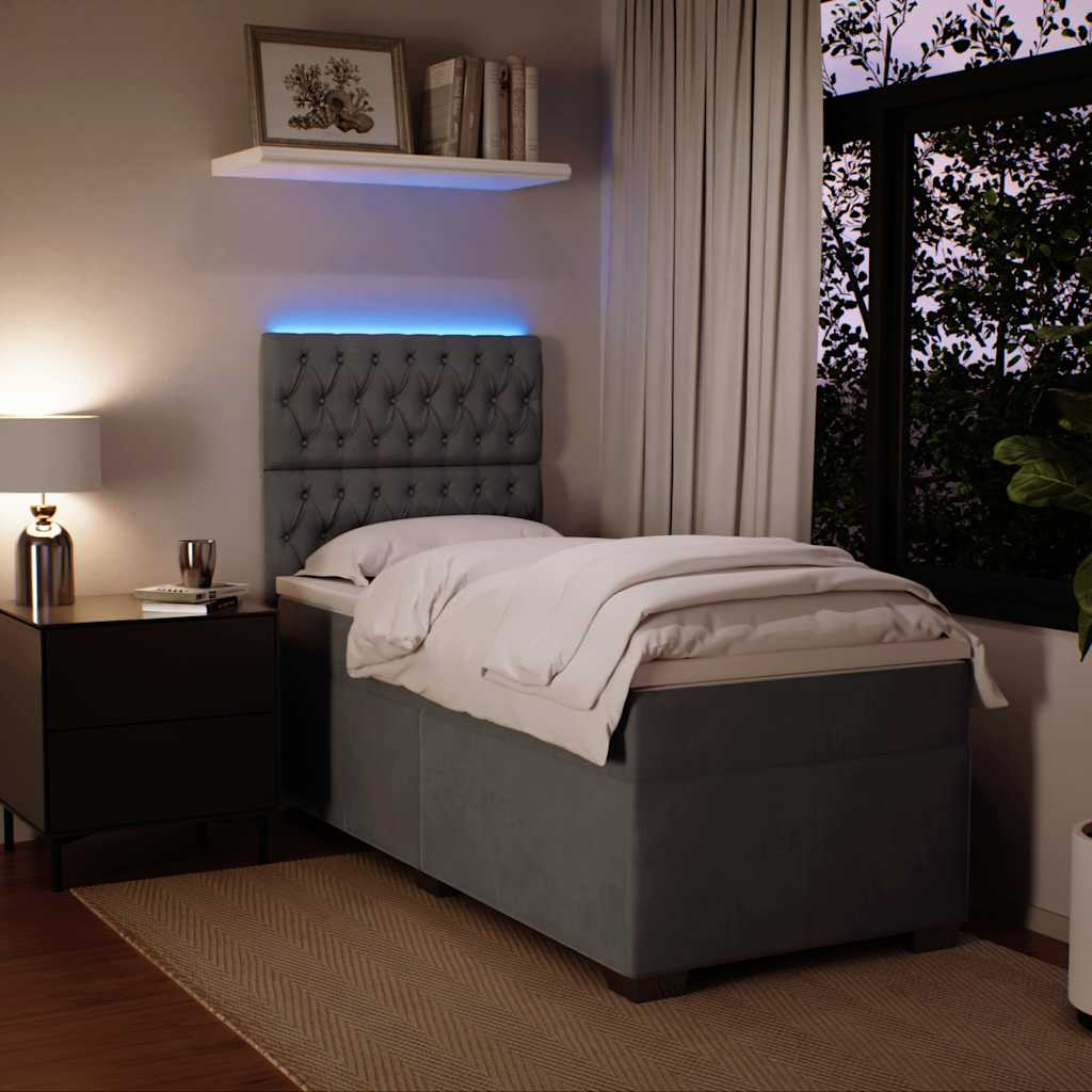 Boxspringbett mit Matratze Dunkelgrau 90x200 cm Samt