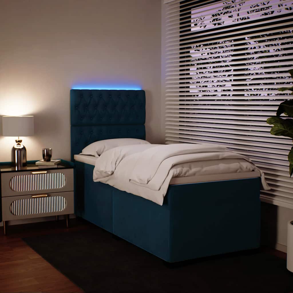 Boxspringbett mit Matratze Blau 90x200 cm Samt