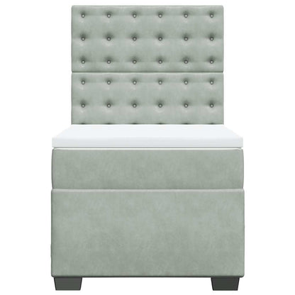 Boxspringbett mit Matratze Hellgrau 90x200 cm Samt