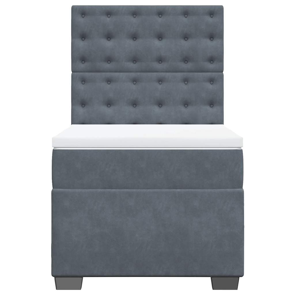 Boxspringbett mit Matratze Dunkelgrau 90x200 cm Samt