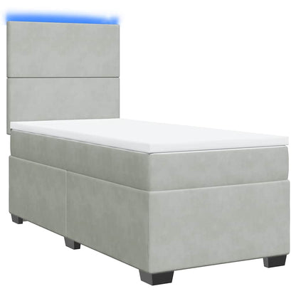 Boxspringbett mit Matratze Hellgrau 100x200 cm Samt