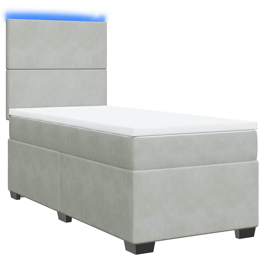 Boxspringbett mit Matratze Hellgrau 100x200 cm Samt