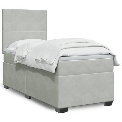 Boxspringbett mit Matratze Hellgrau 100x200 cm Samt