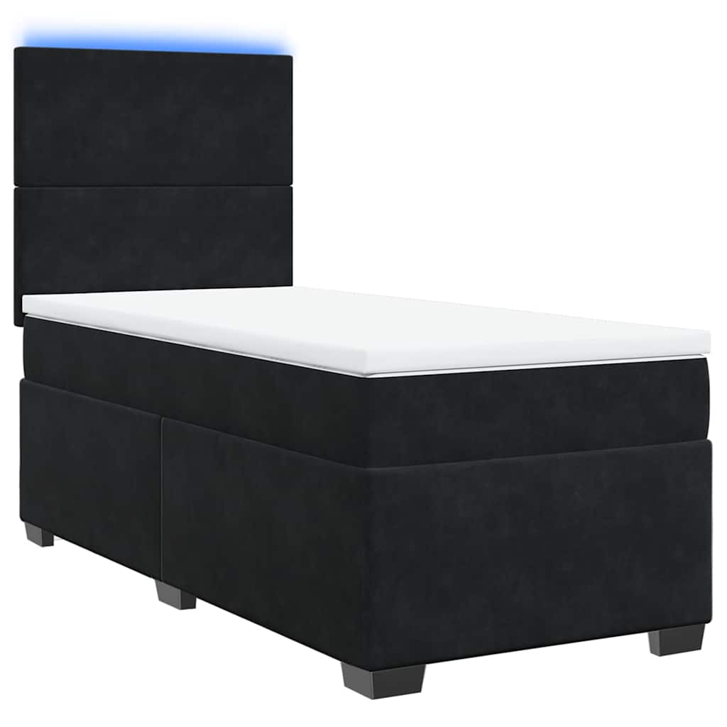 Boxspringbett mit Matratze Schwarz 100x200 cm Samt