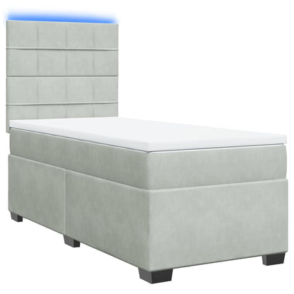 Boxspringbett mit Matratze Hellgrau 100x200 cm Samt