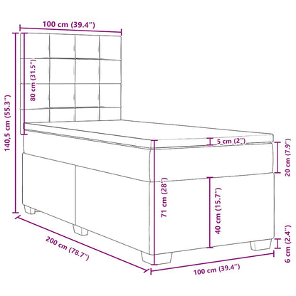 Boxspringbett mit Matratze Hellgrau 100x200 cm Samt