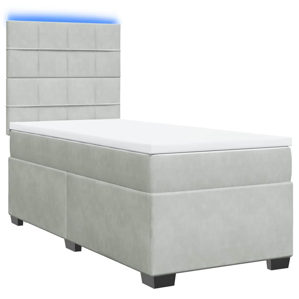 Boxspringbett mit Matratze Hellgrau 100x200 cm Samt