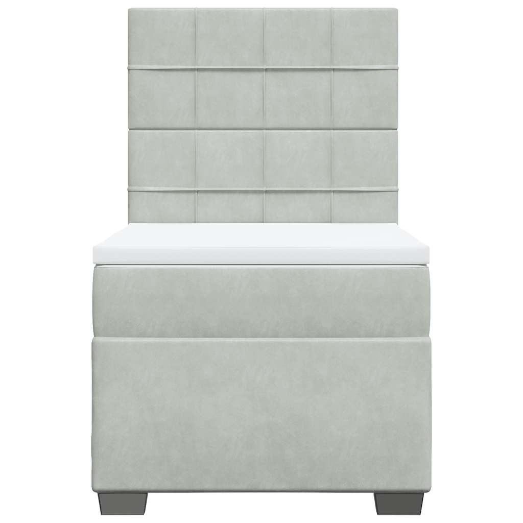 Boxspringbett mit Matratze Hellgrau 100x200 cm Samt