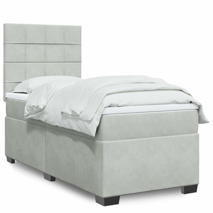Boxspringbett mit Matratze Hellgrau 100x200 cm Samt