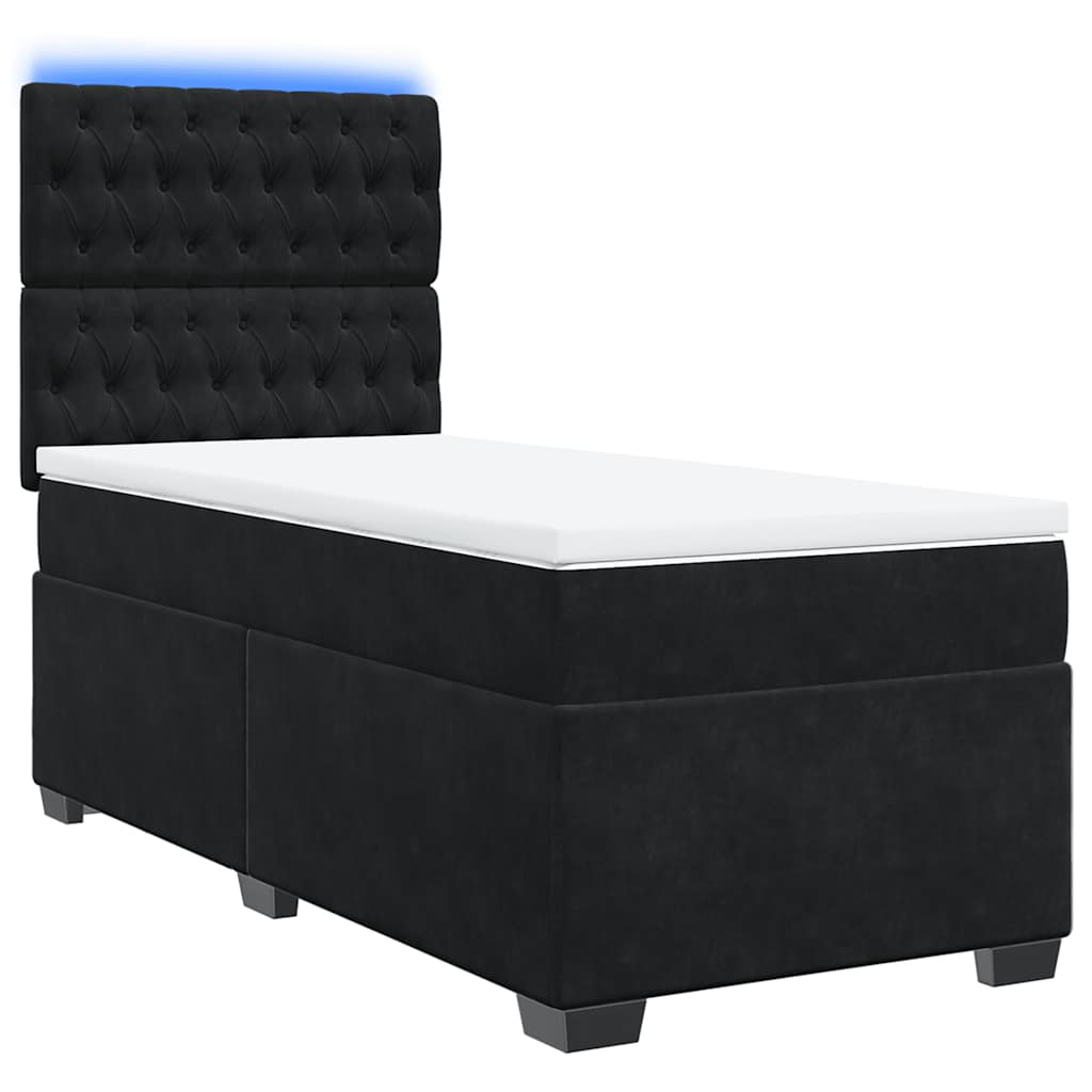 Boxspringbett mit Matratze Schwarz 100x200 cm Samt
