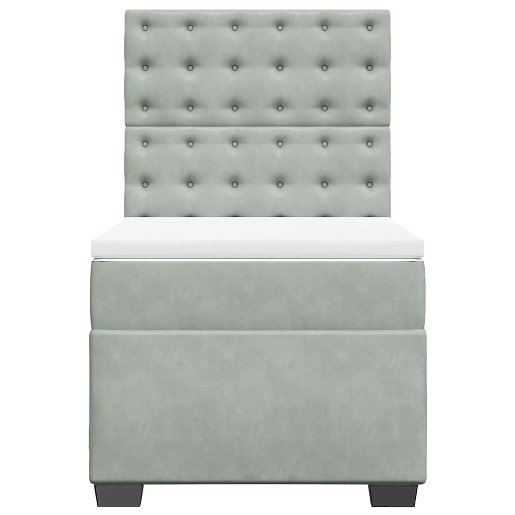 Boxspringbett mit Matratze Hellgrau 100x200 cm Samt