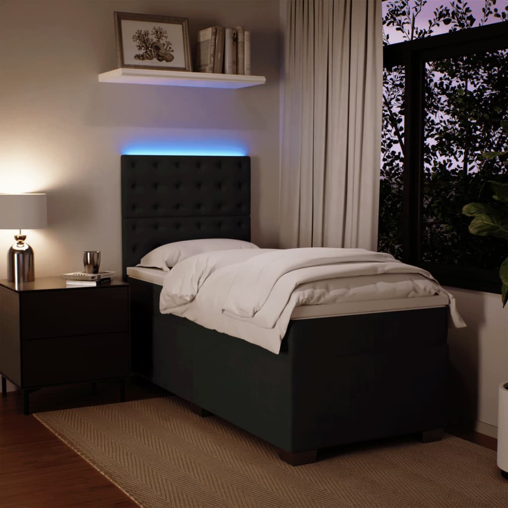 Boxspringbett mit Matratze Schwarz 100x200 cm Samt
