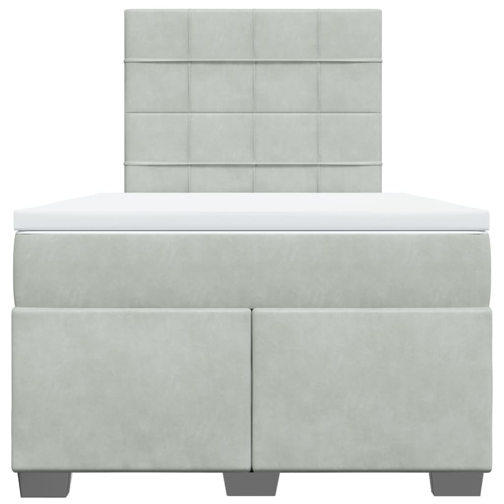 Boxspringbett mit Matratze Hellgrau 120x200 cm Samt