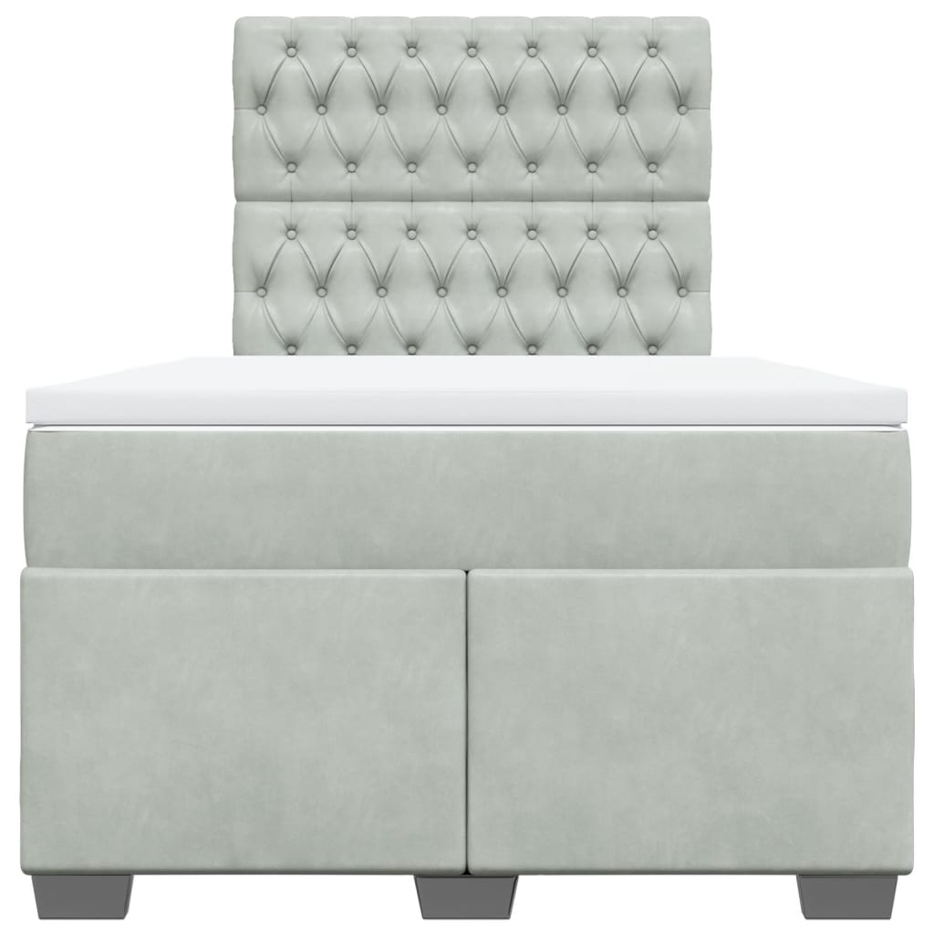 Boxspringbett mit Matratze Hellgrau 120x200 cm Samt