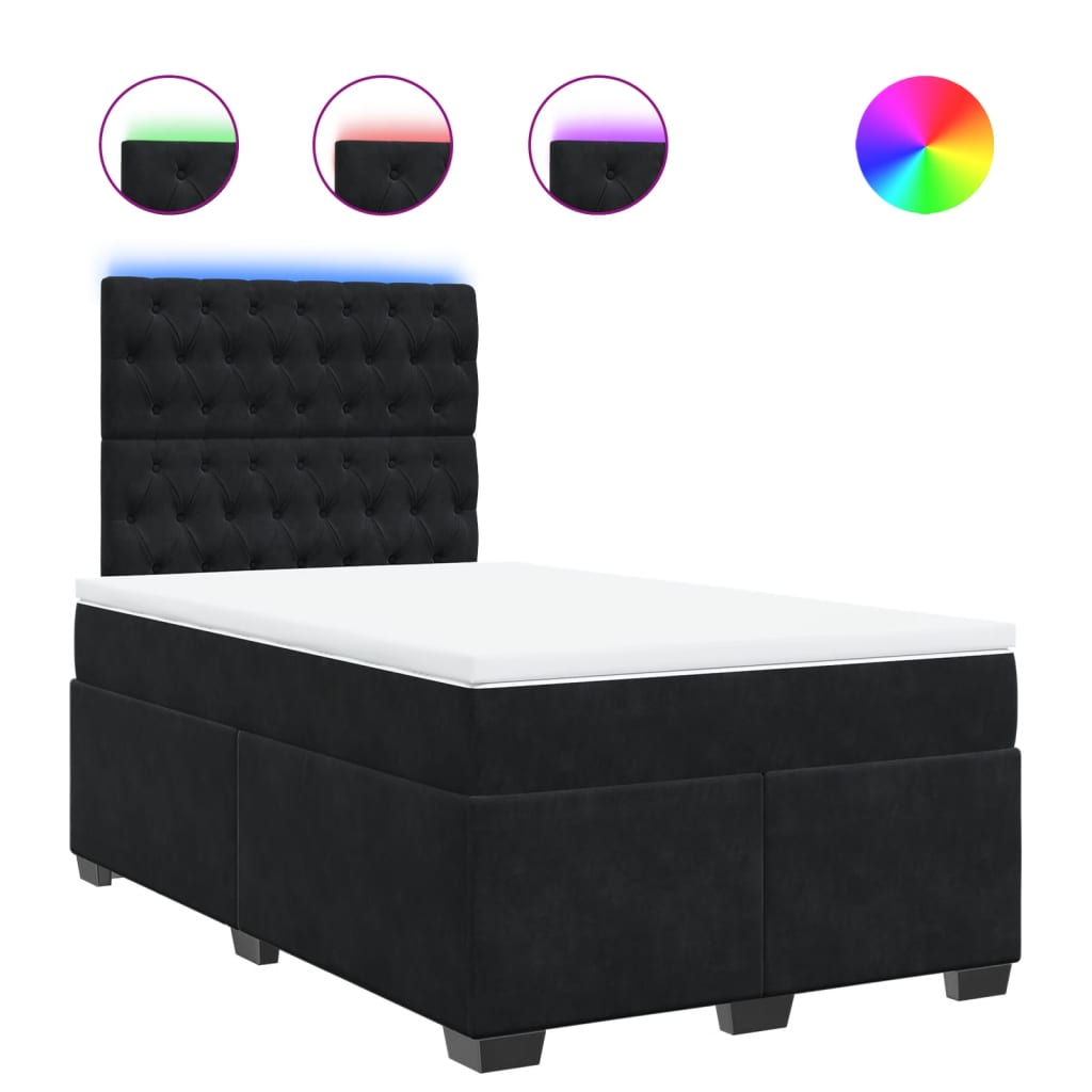 Boxspringbett mit Matratze Schwarz 120x200 cm Samt