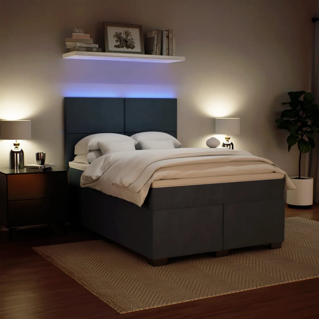 Boxspringbett mit Matratze Dunkelgrau 140x190 cm Samt