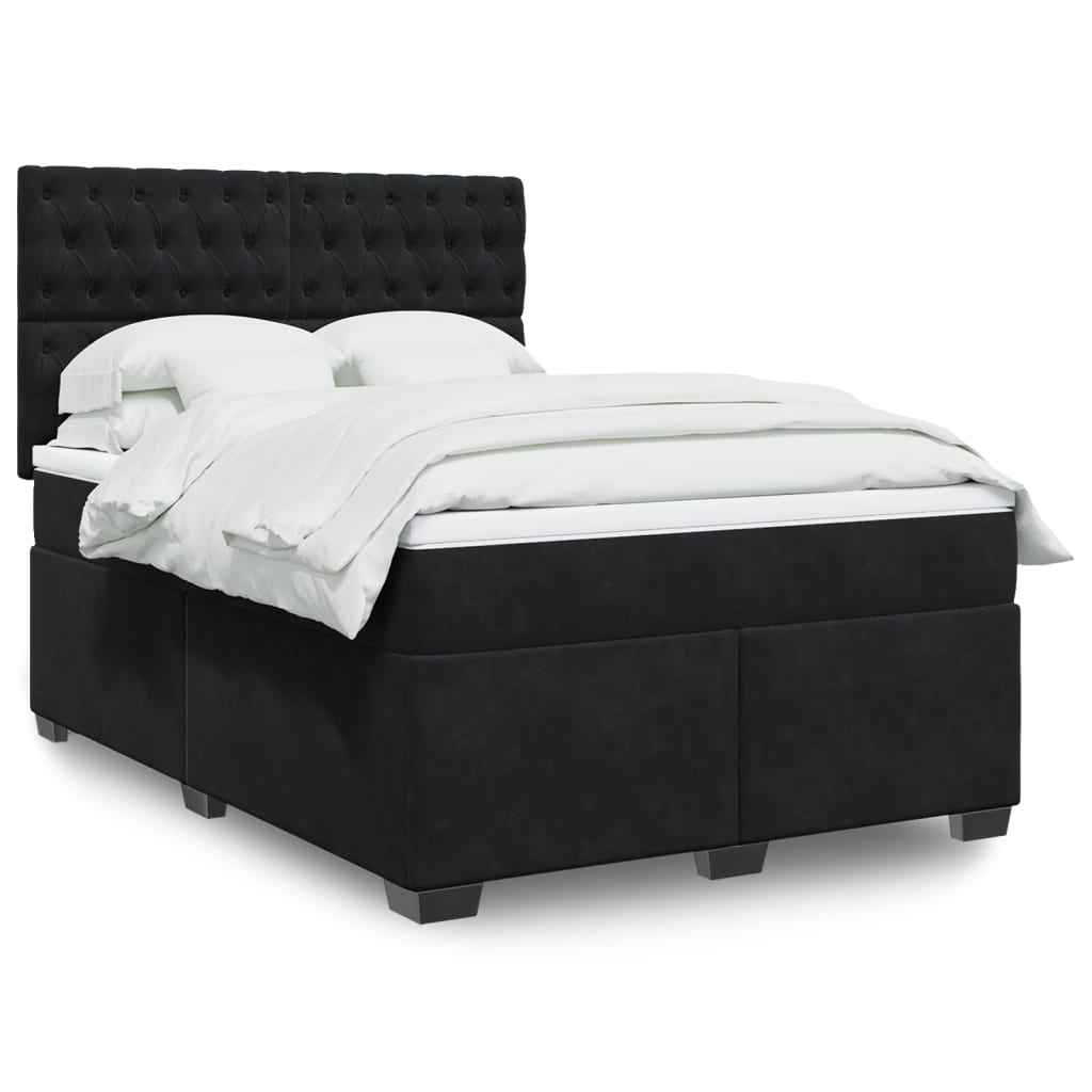 Boxspringbett mit Matratze Schwarz 140x190 cm Samt