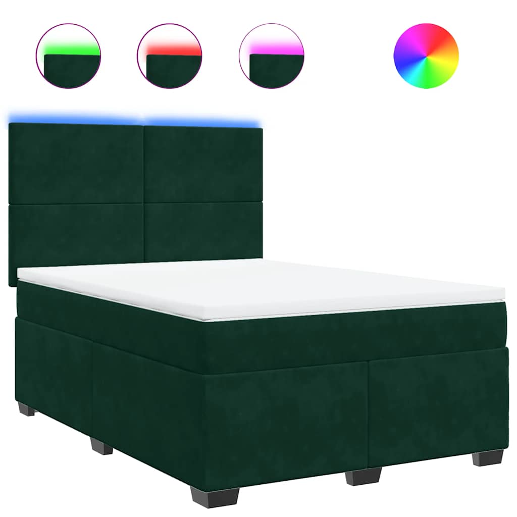 Boxspringbett mit Matratze Dunkelgrün 160x200 cm Samt