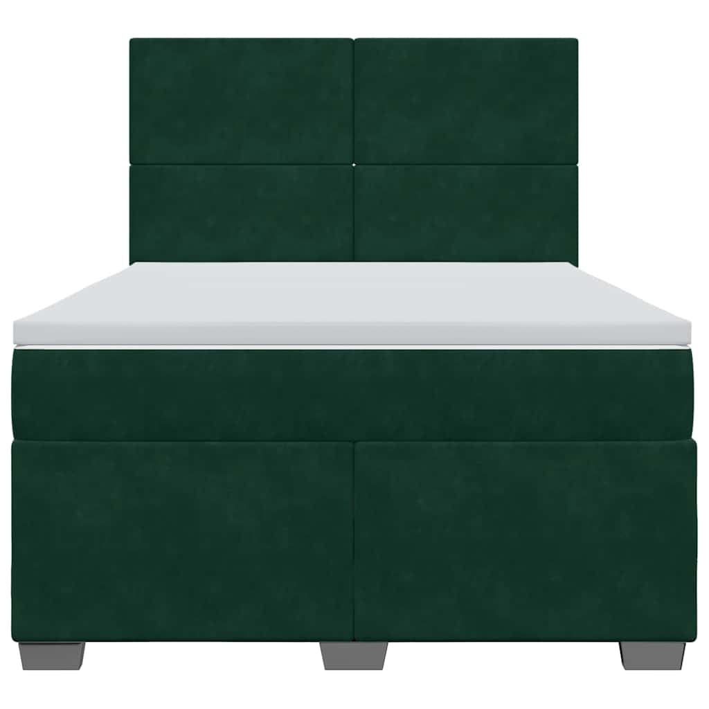 Boxspringbett mit Matratze Dunkelgrün 160x200 cm Samt