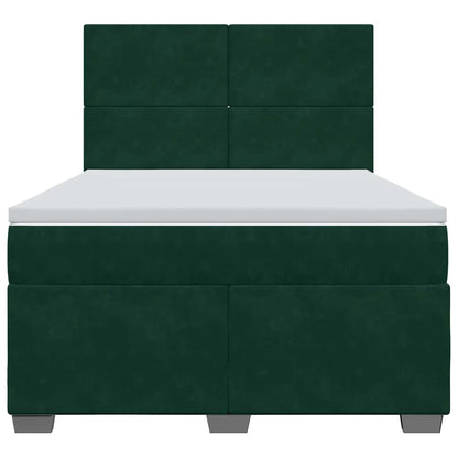 Boxspringbett mit Matratze Dunkelgrün 160x200 cm Samt
