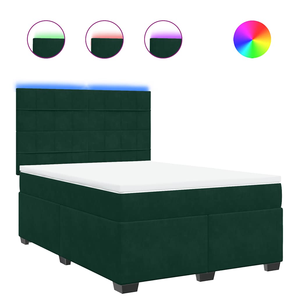 Boxspringbett mit Matratze Dunkelgrün 160x200 cm Samt
