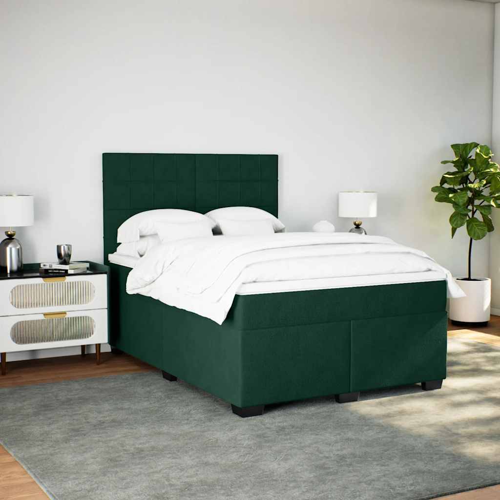 Boxspringbett mit Matratze Dunkelgrün 160x200 cm Samt