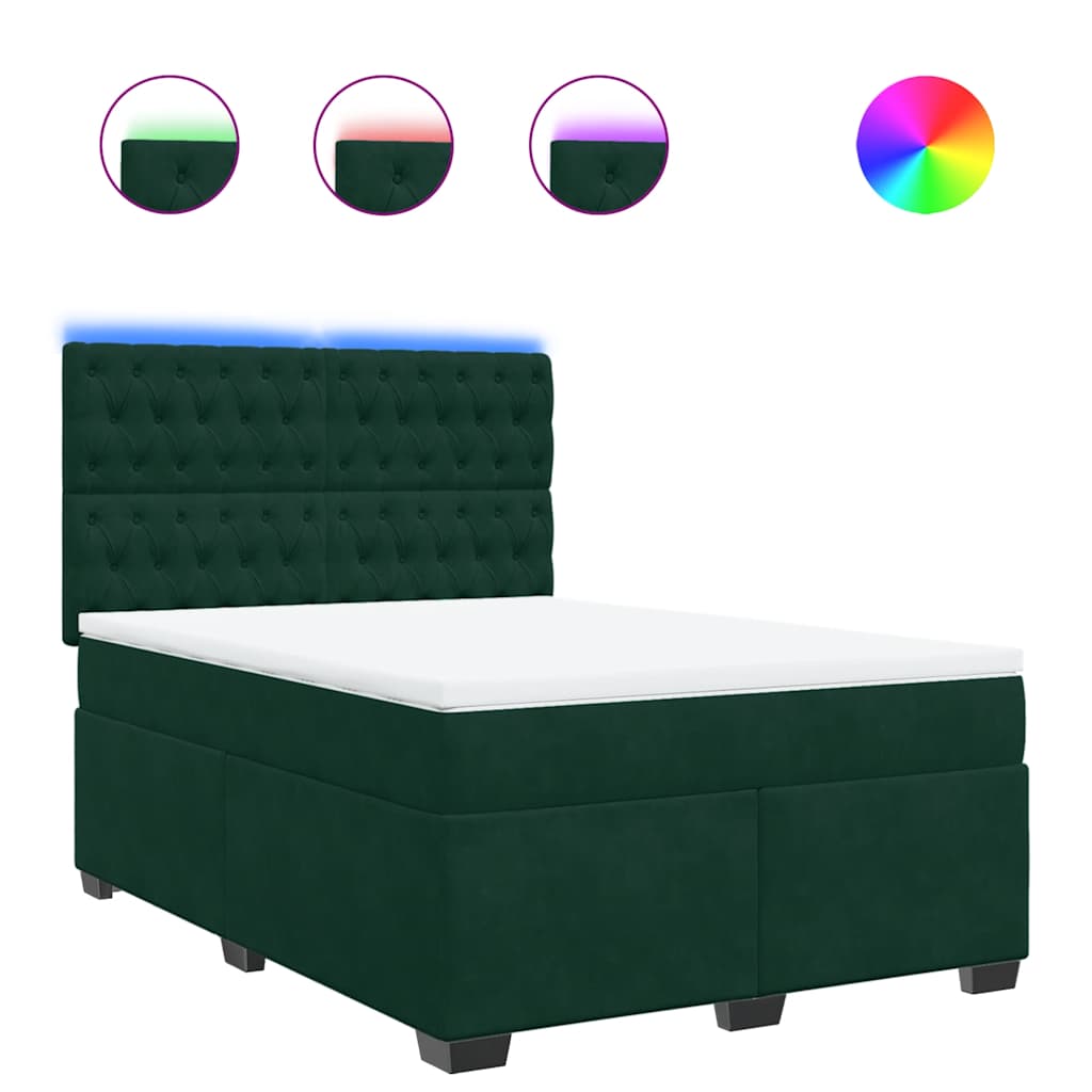 Boxspringbett mit Matratze Dunkelgrün 160x200 cm Samt