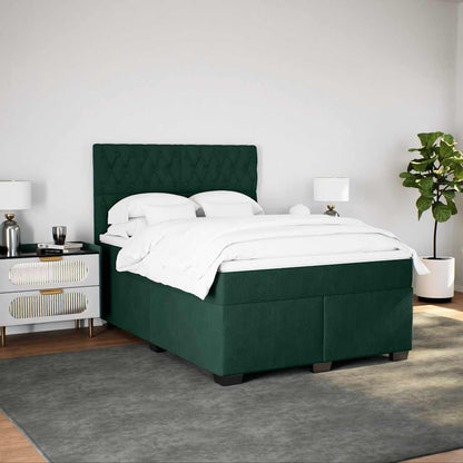 Boxspringbett mit Matratze Dunkelgrün 160x200 cm Samt