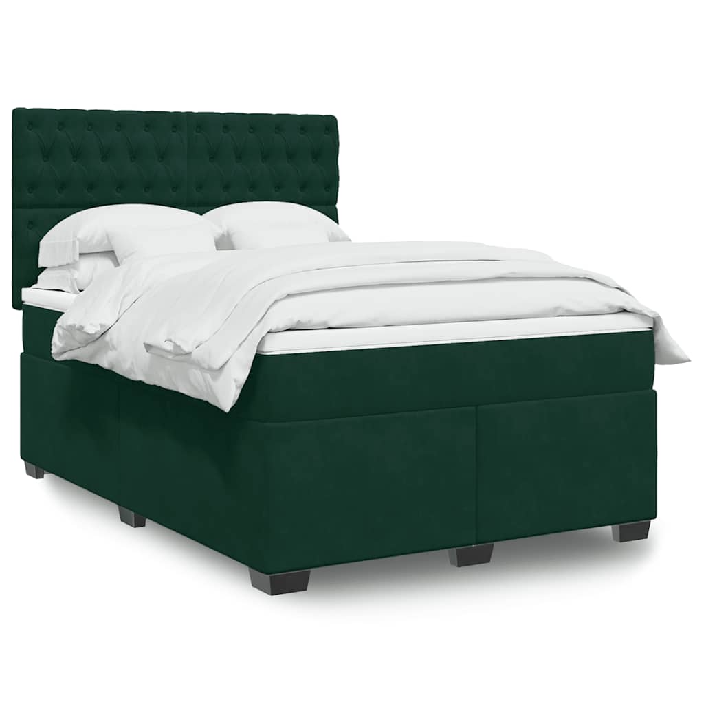 Boxspringbett mit Matratze Dunkelgrün 160x200 cm Samt