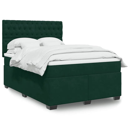 Boxspringbett mit Matratze Dunkelgrün 160x200 cm Samt