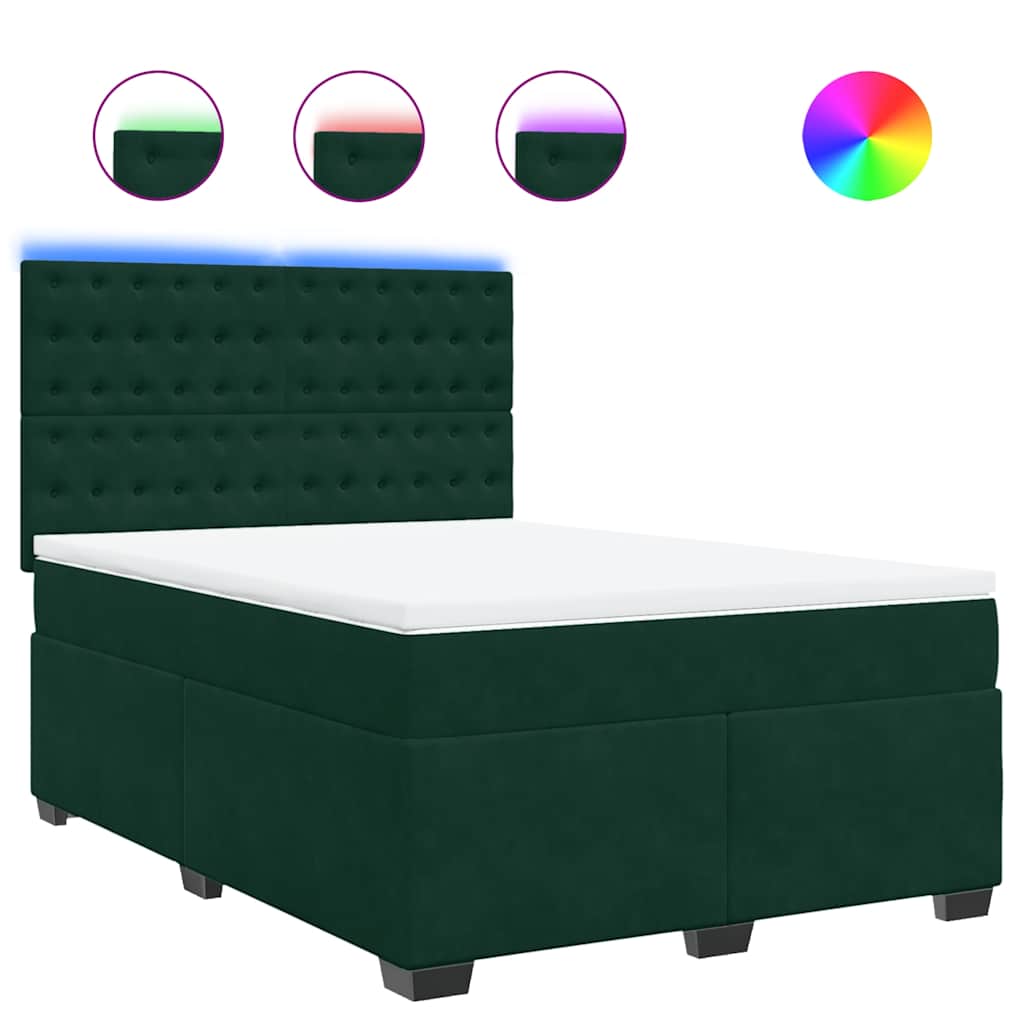 Boxspringbett mit Matratze Dunkelgrün 160x200 cm Samt