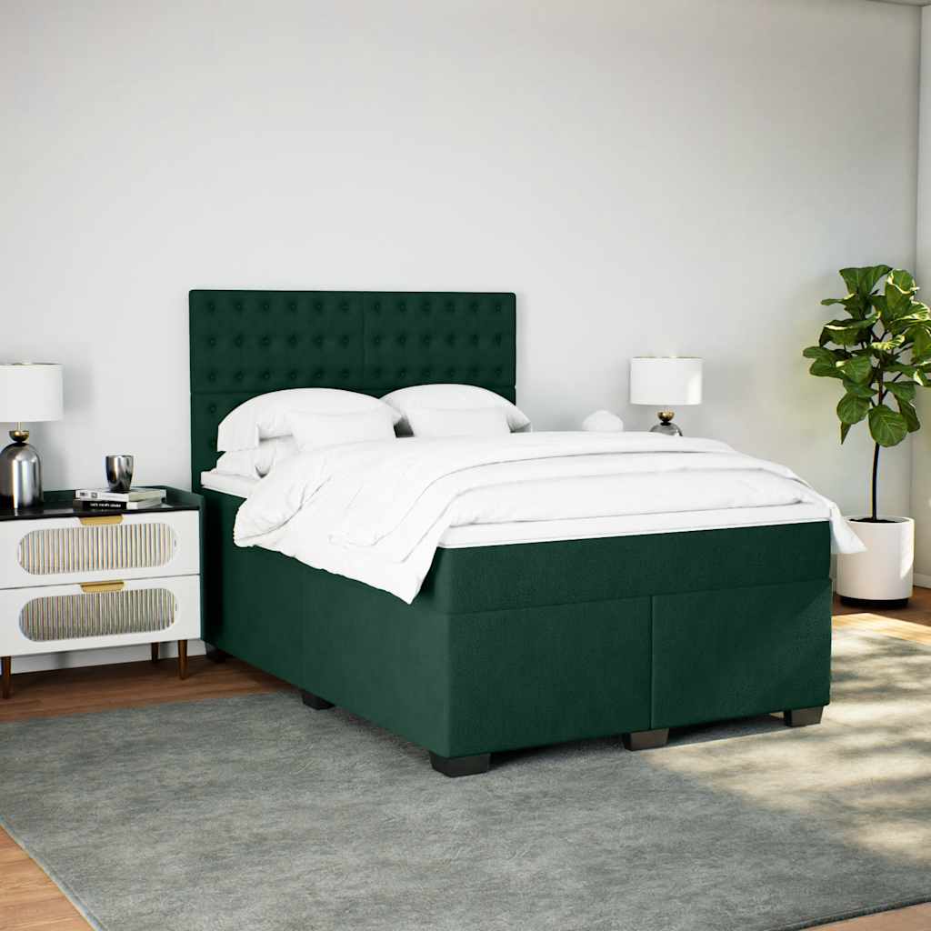Boxspringbett mit Matratze Dunkelgrün 160x200 cm Samt