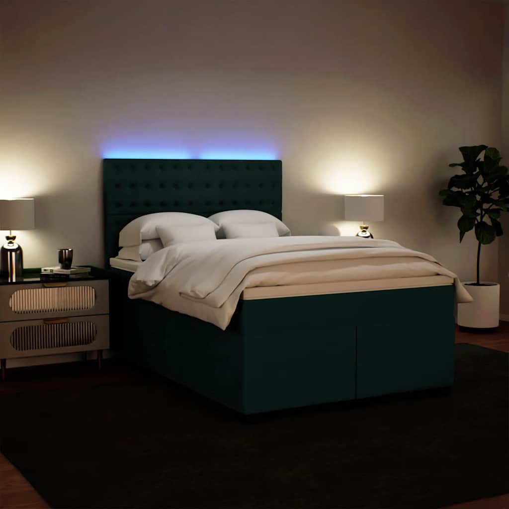 Boxspringbett mit Matratze Dunkelgrün 160x200 cm Samt
