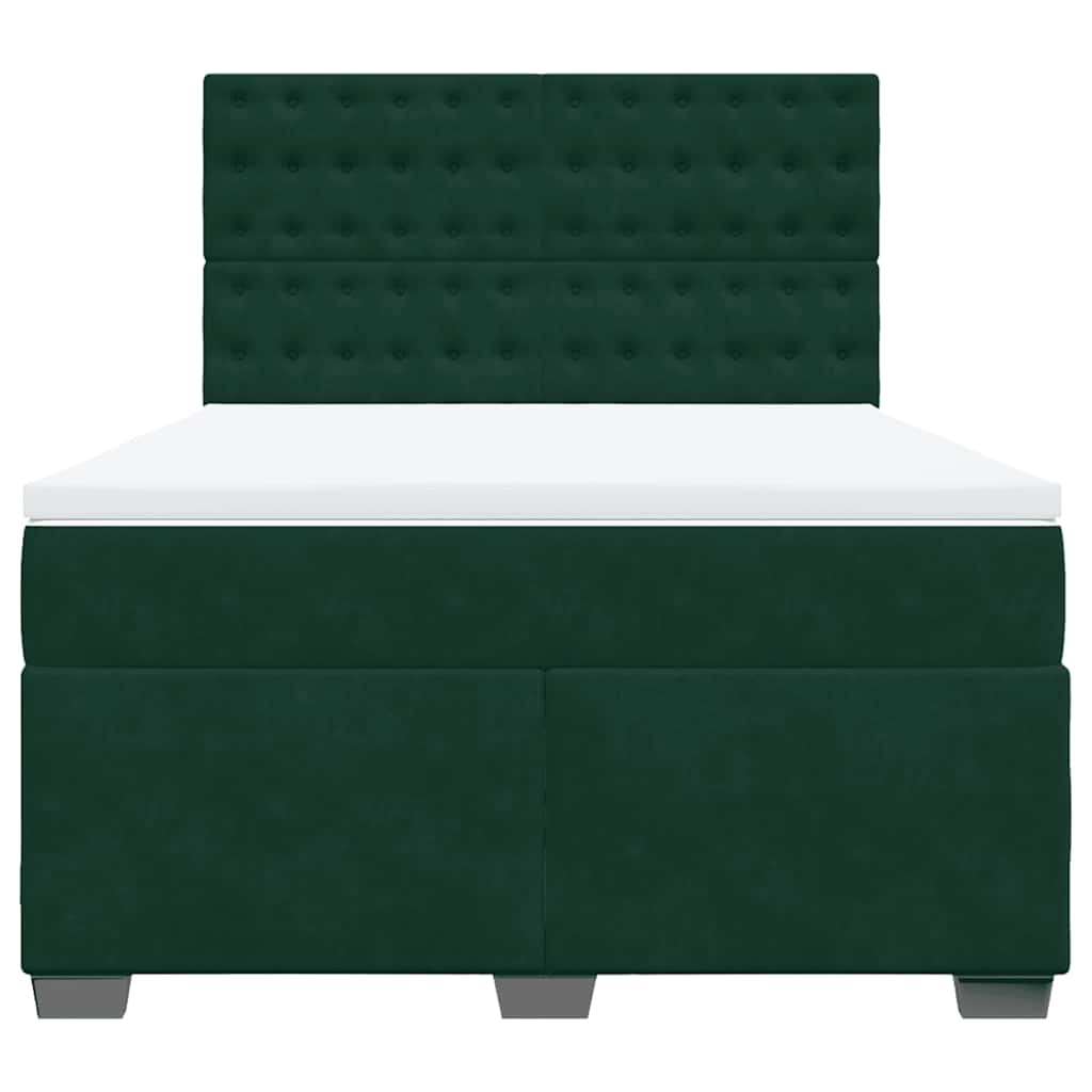 Boxspringbett mit Matratze Dunkelgrün 160x200 cm Samt