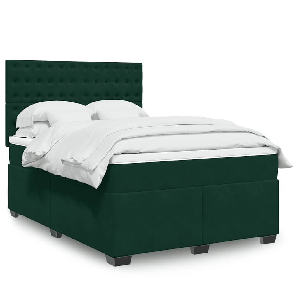 Boxspringbett mit Matratze Dunkelgrün 160x200 cm Samt