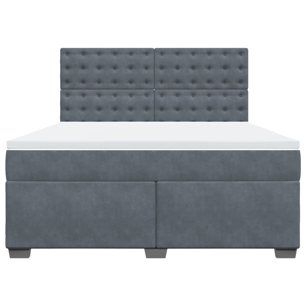 Boxspringbett mit Matratze Dunkelgrau 180x200 cm Samt