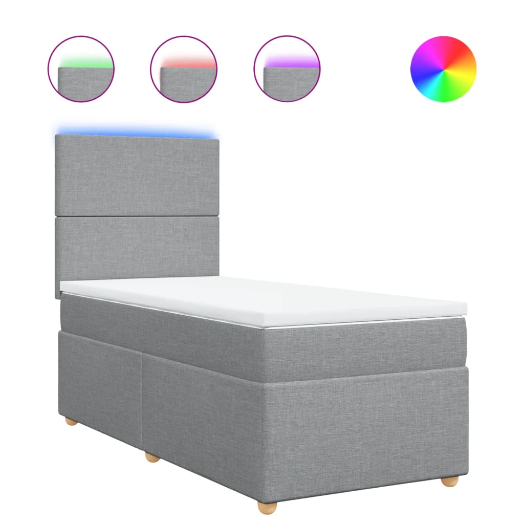 Boxspringbett mit Matratze Hellgrau 80x200 cm Stoff